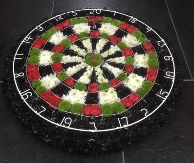 Dartboard by Lynsey at Lawnswood Floral Designs